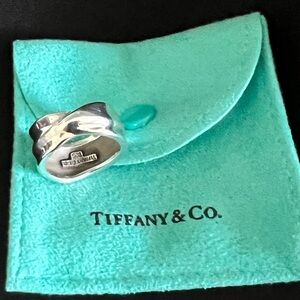 Vintage Tiffany & Co Leaf Ring Size 7 Wide Band Silver 925